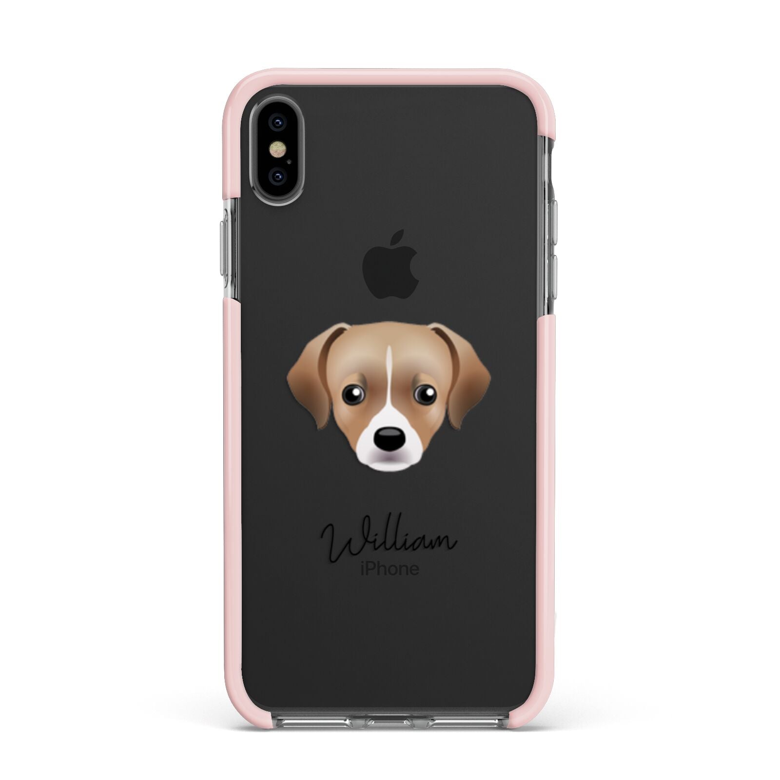 Cheagle Personalised Apple iPhone Xs Max Impact Case Pink Edge on Black Phone