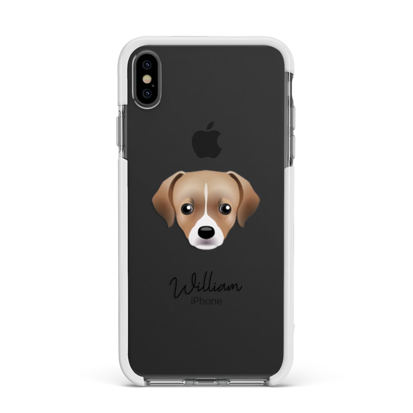Cheagle Personalised Apple iPhone Xs Max Impact Case White Edge on Black Phone