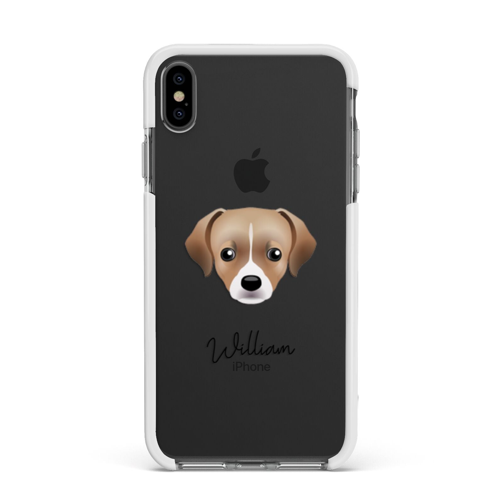 Cheagle Personalised Apple iPhone Xs Max Impact Case White Edge on Black Phone