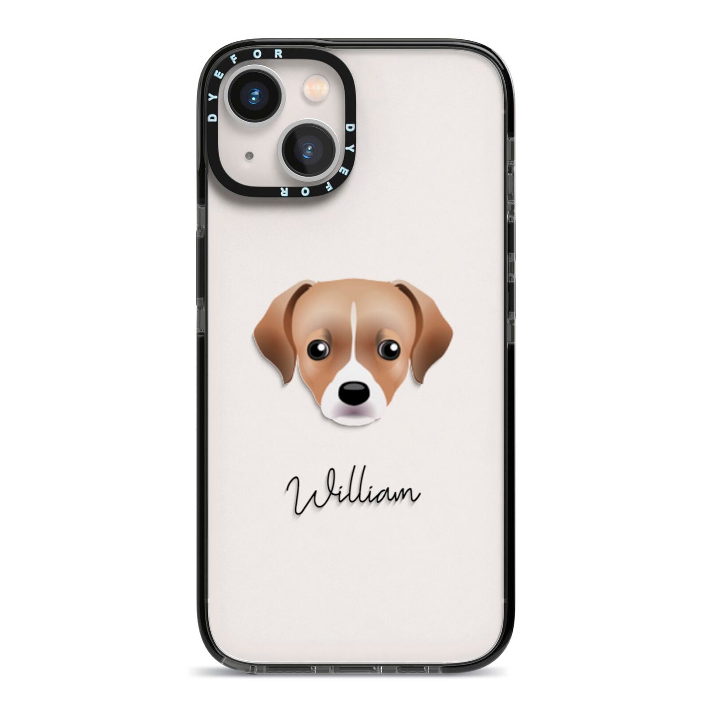 Cheagle Personalised iPhone 13 Black Impact Case on Silver phone