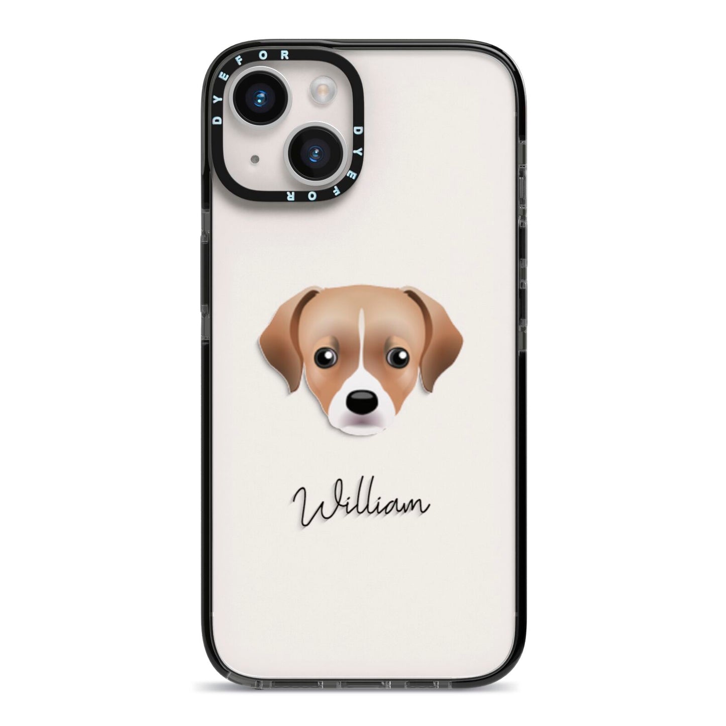 Cheagle Personalised iPhone 14 Black Impact Case on Silver phone