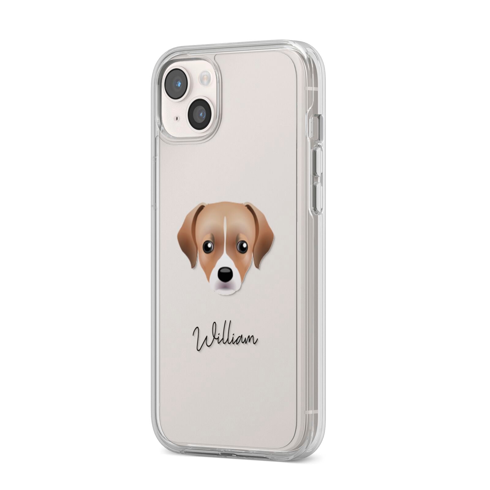 Cheagle Personalised iPhone 14 Plus Clear Tough Case Starlight Angled Image