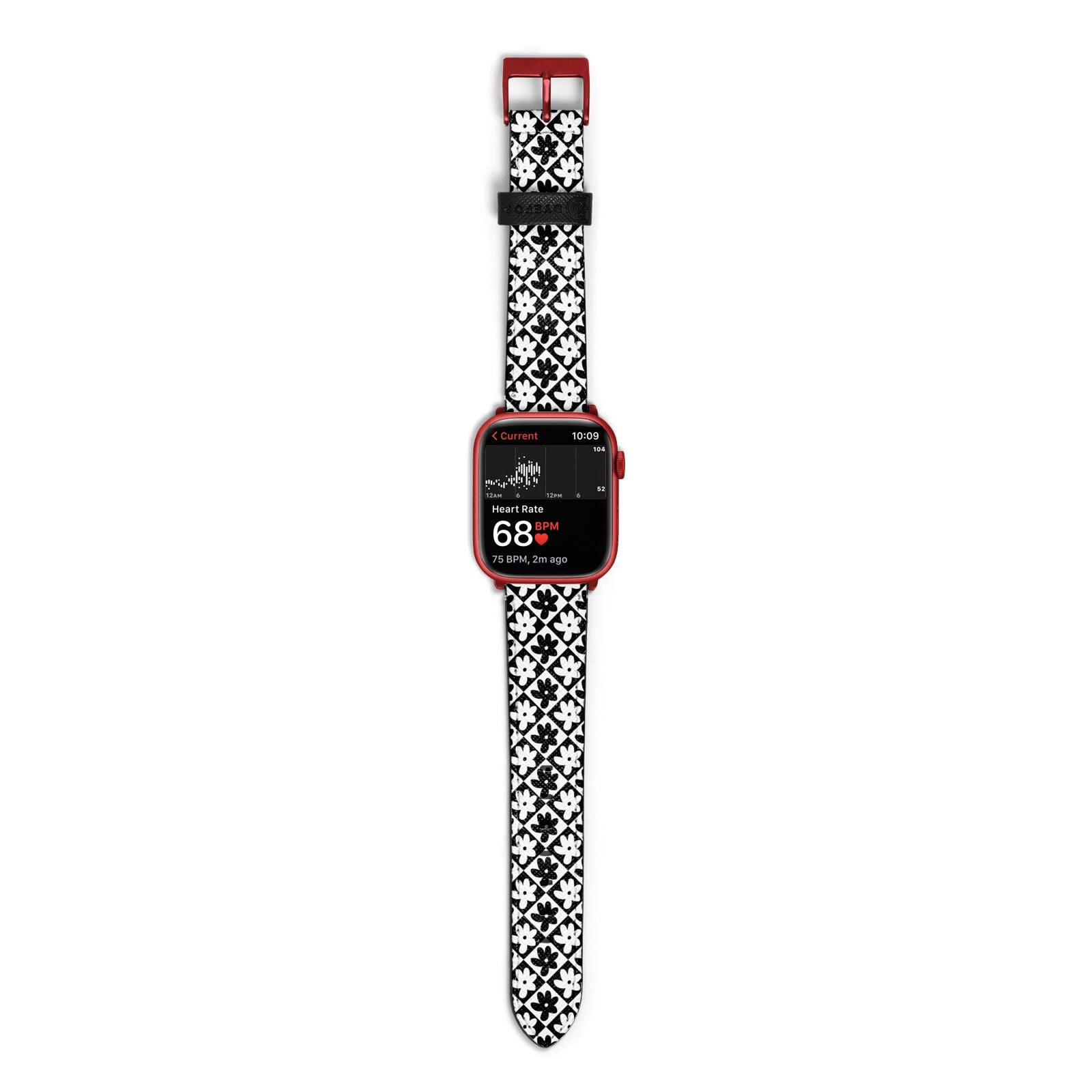 Check Flower Apple Watch Strap Size 38mm with Red Hardware