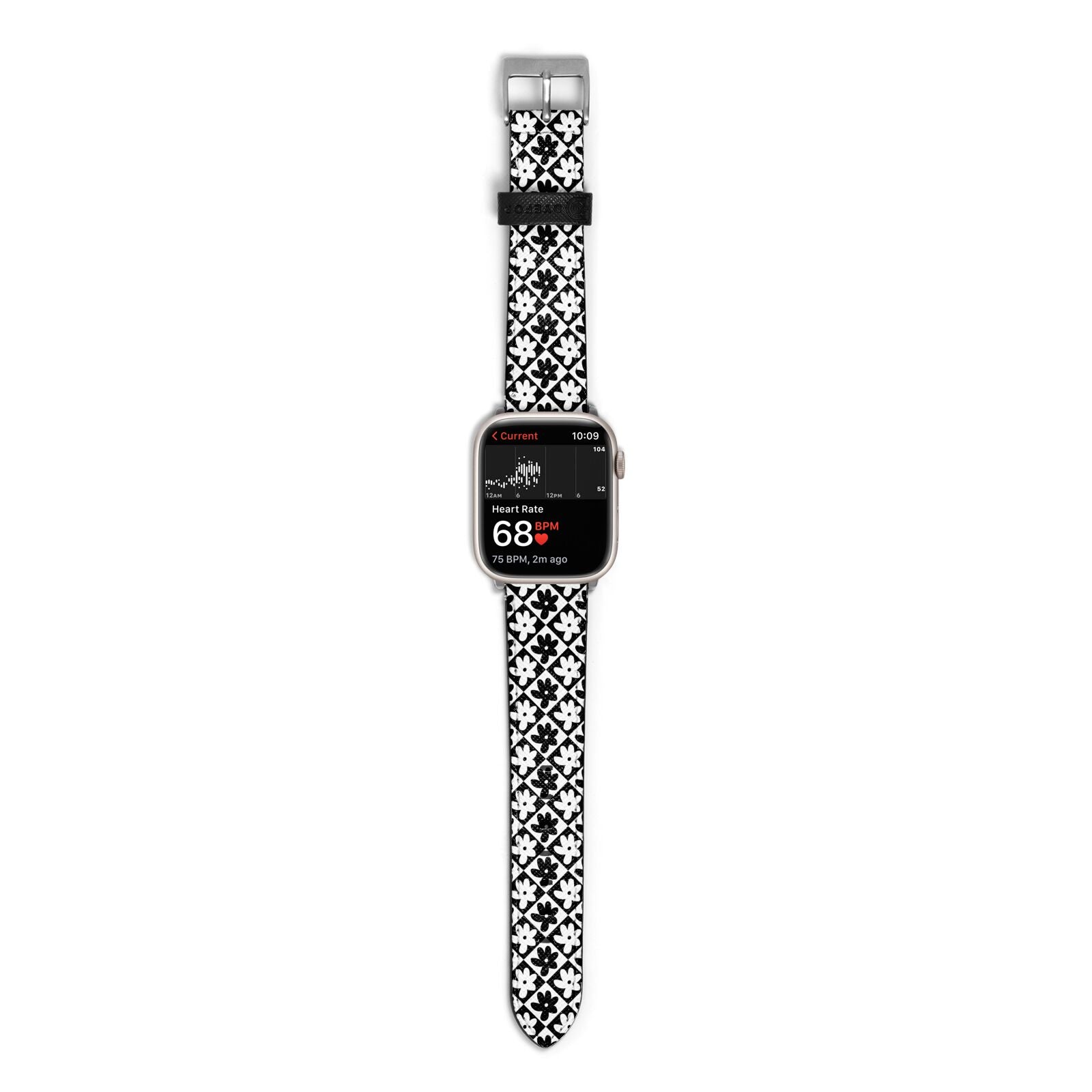 Check Flower Apple Watch Strap Size 38mm with Silver Hardware