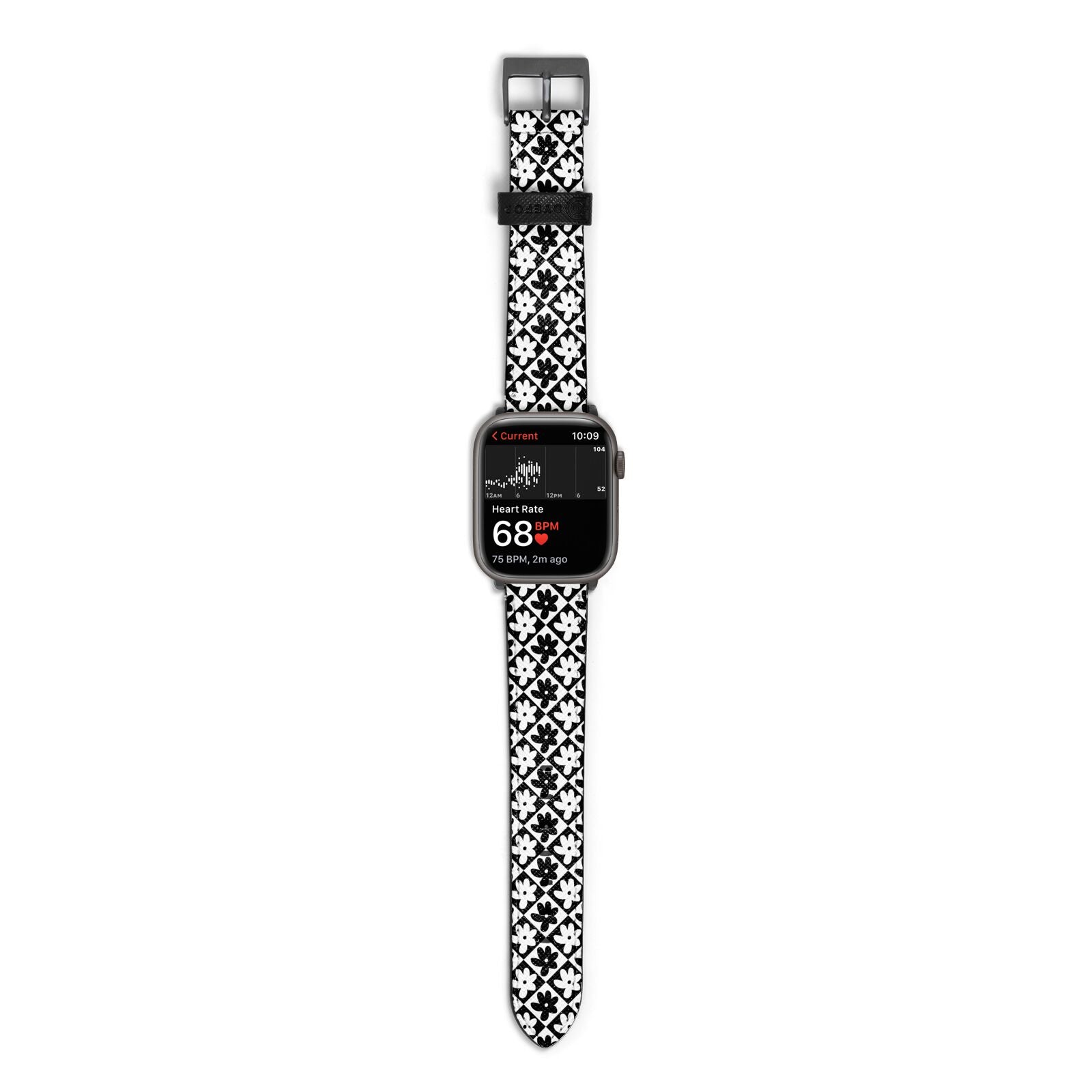 Check Flower Apple Watch Strap Size 38mm with Space Grey Hardware