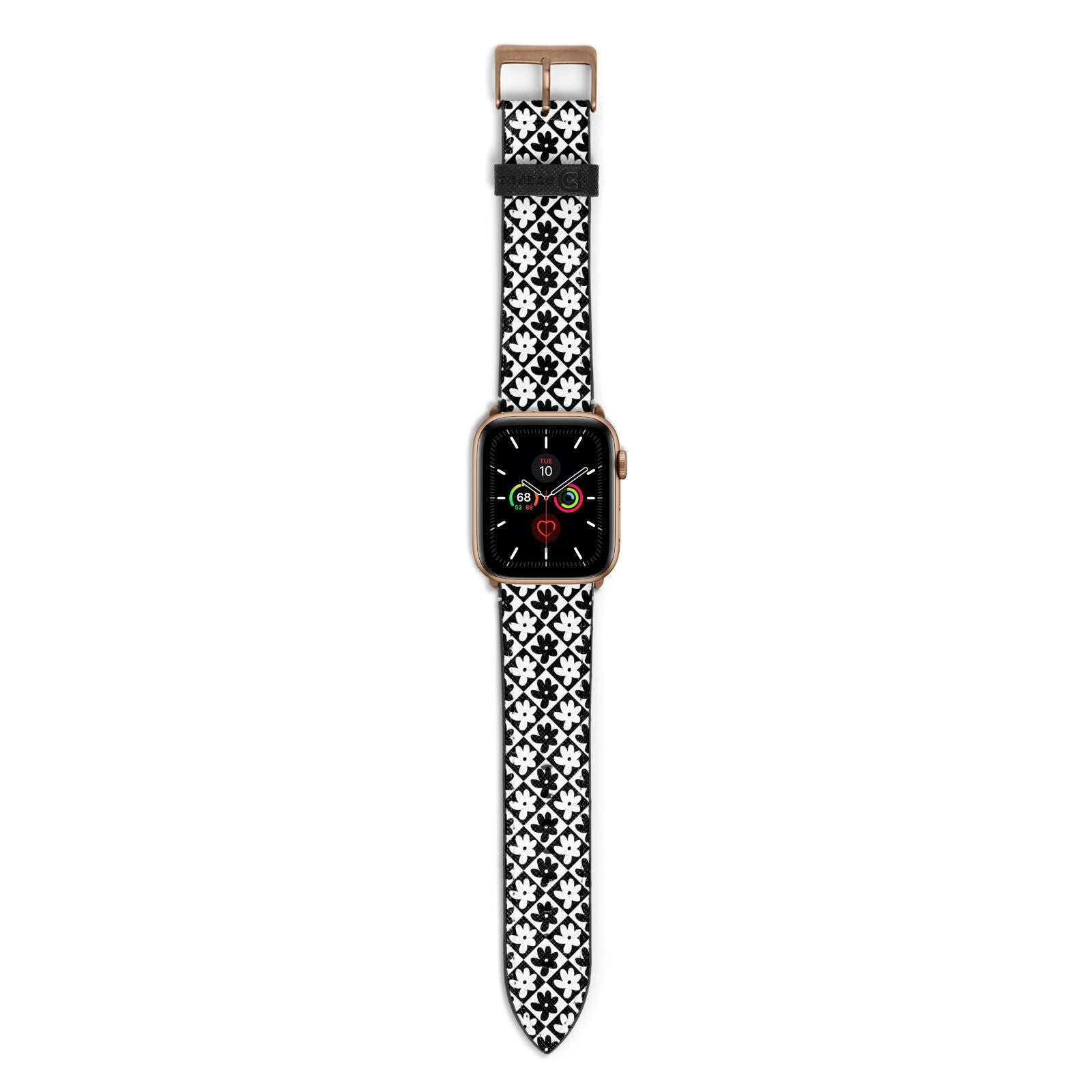 Check Flower Apple Watch Strap with Gold Hardware
