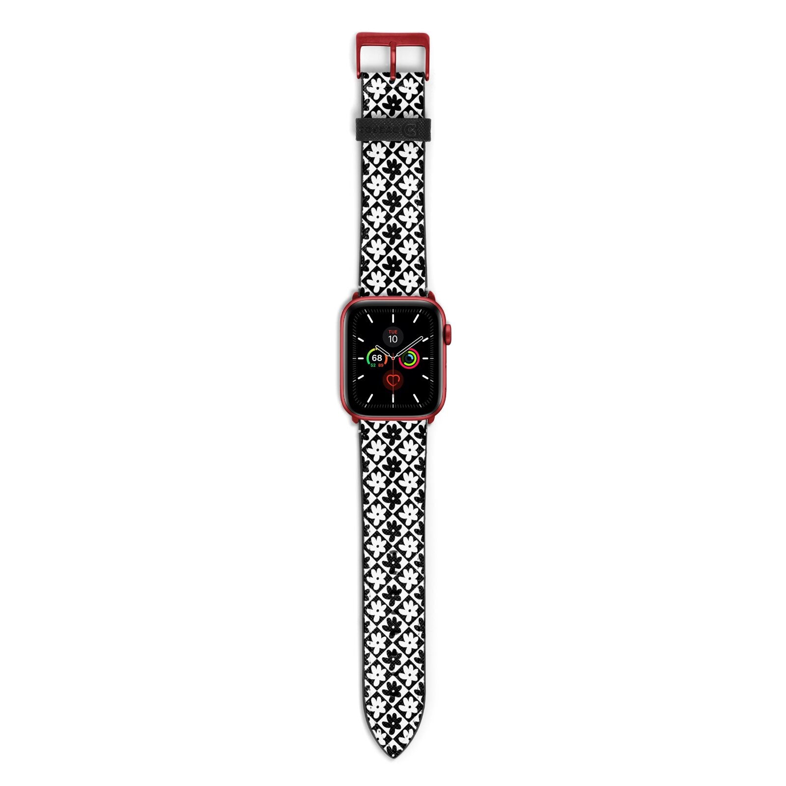 Check Flower Apple Watch Strap with Red Hardware