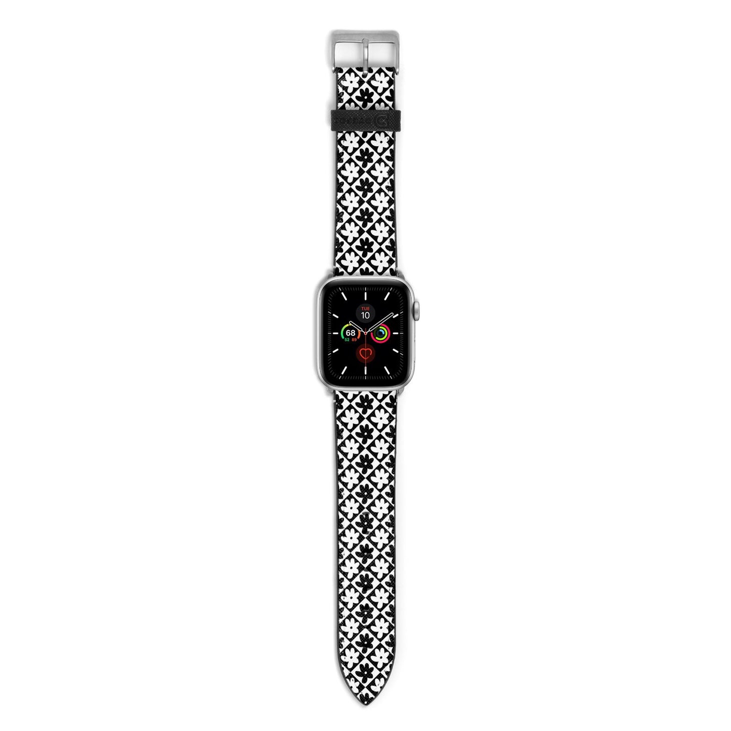 Check Flower Apple Watch Strap with Silver Hardware