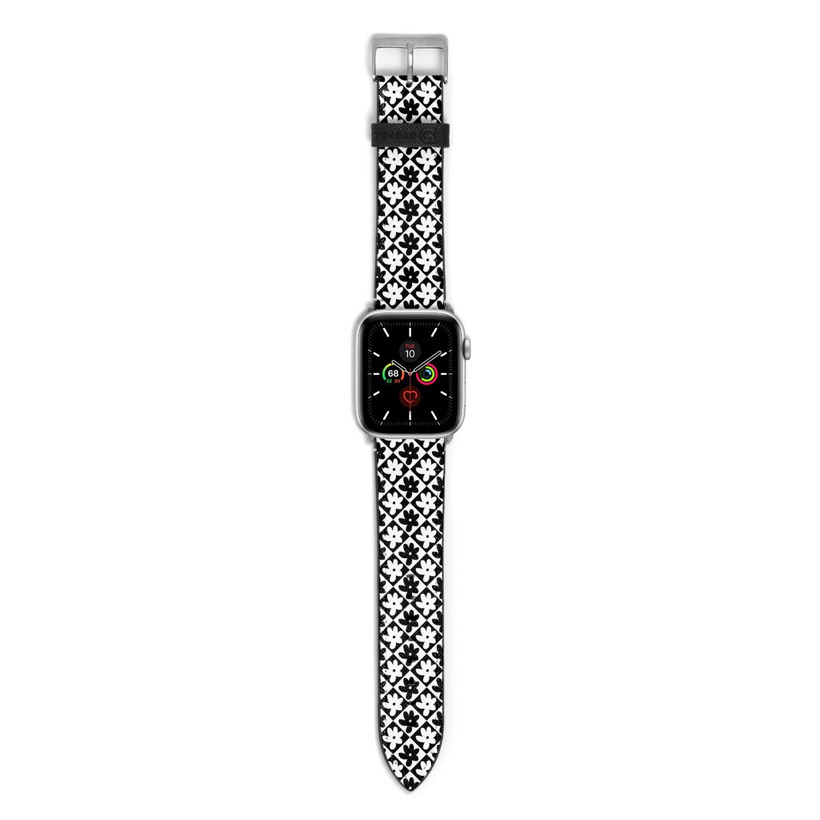 Check Flower Apple Watch Strap with Silver Hardware