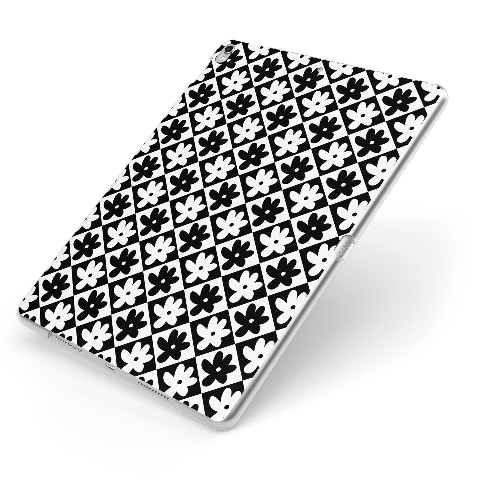 Check Flower Apple iPad Case on Silver iPad Side View