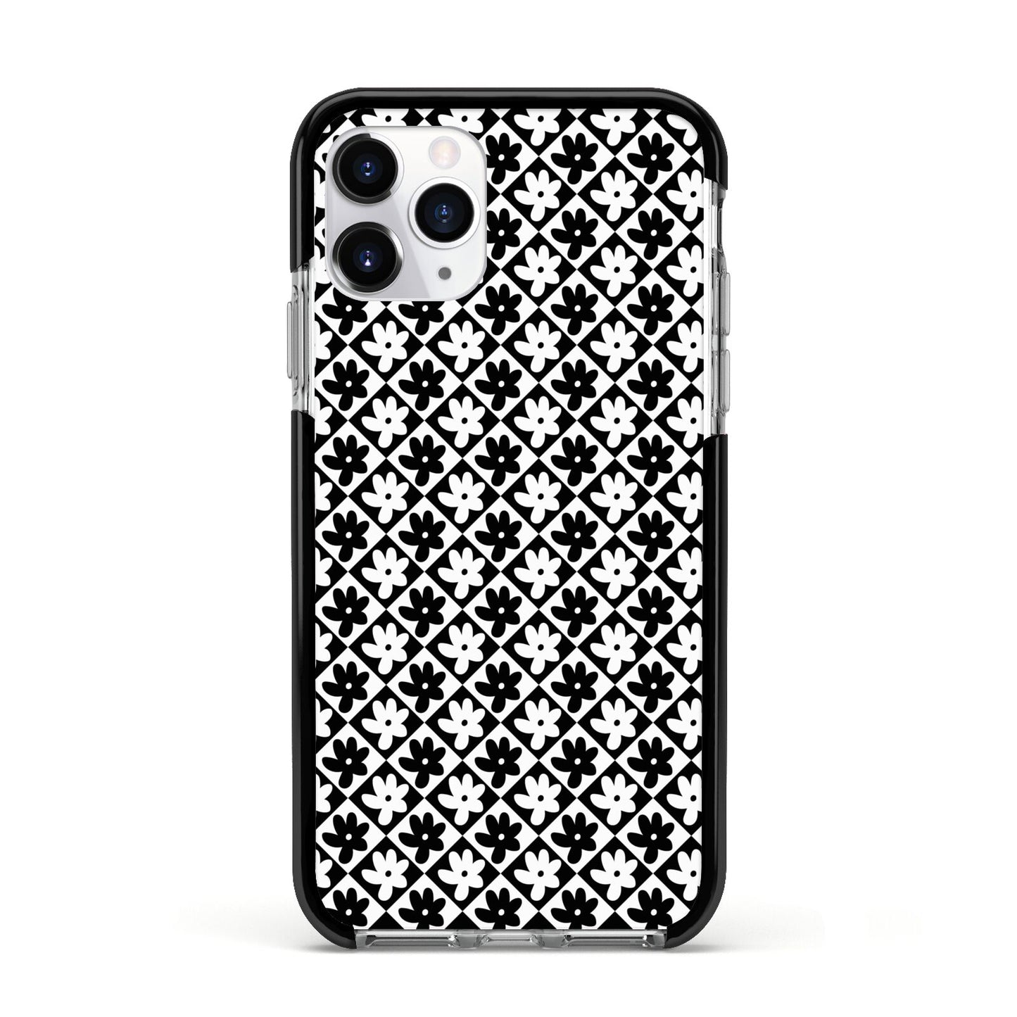Check Flower Apple iPhone 11 Pro in Silver with Black Impact Case