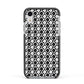 Check Flower Apple iPhone XR Impact Case Black Edge on Silver Phone