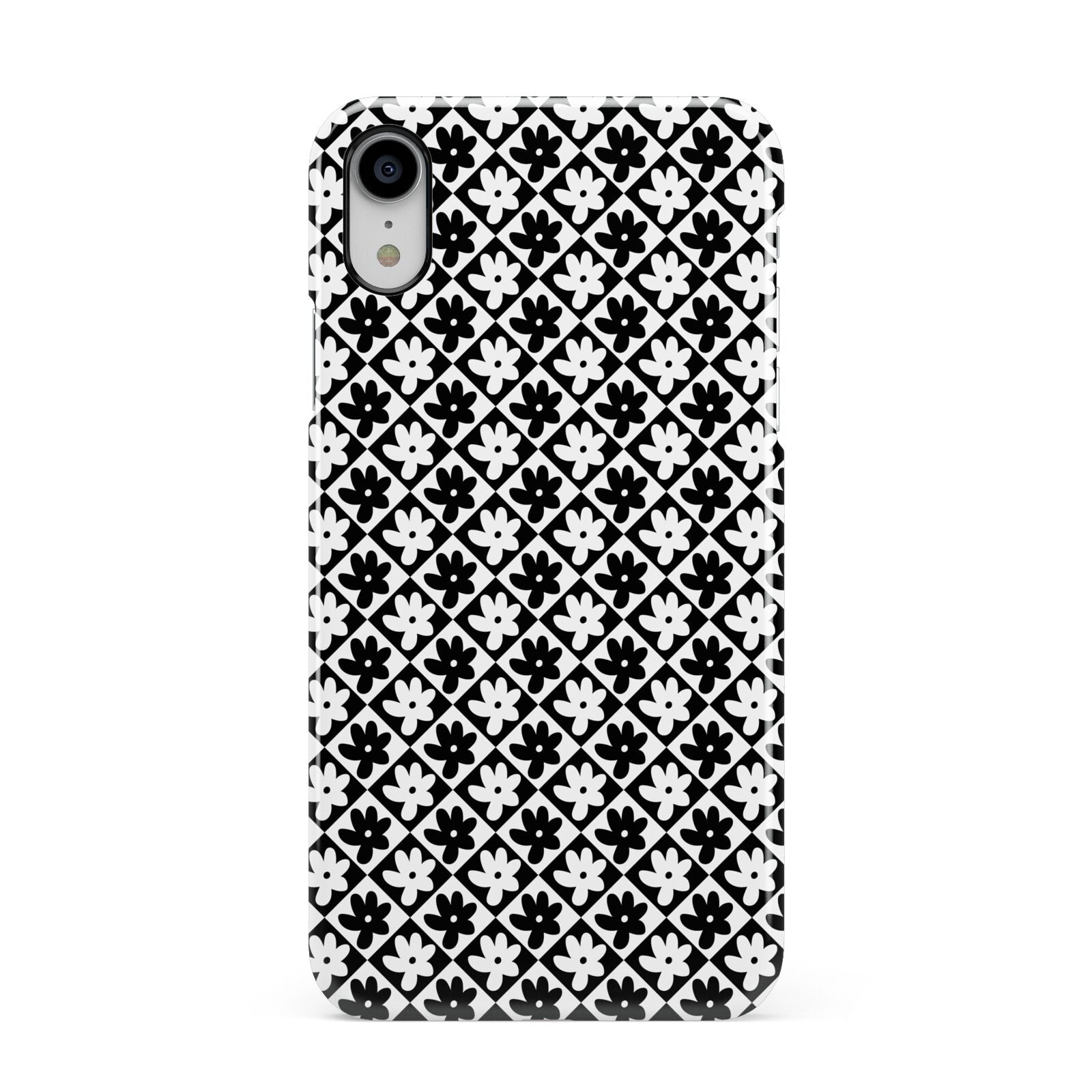 Check Flower Apple iPhone XR White 3D Snap Case