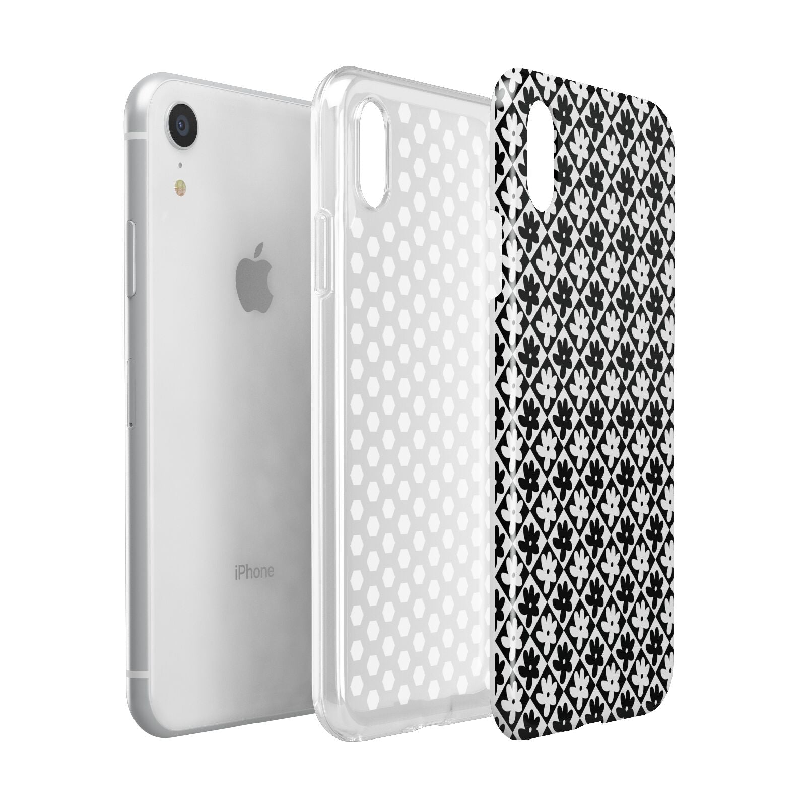 Check Flower Apple iPhone XR White 3D Tough Case Expanded view