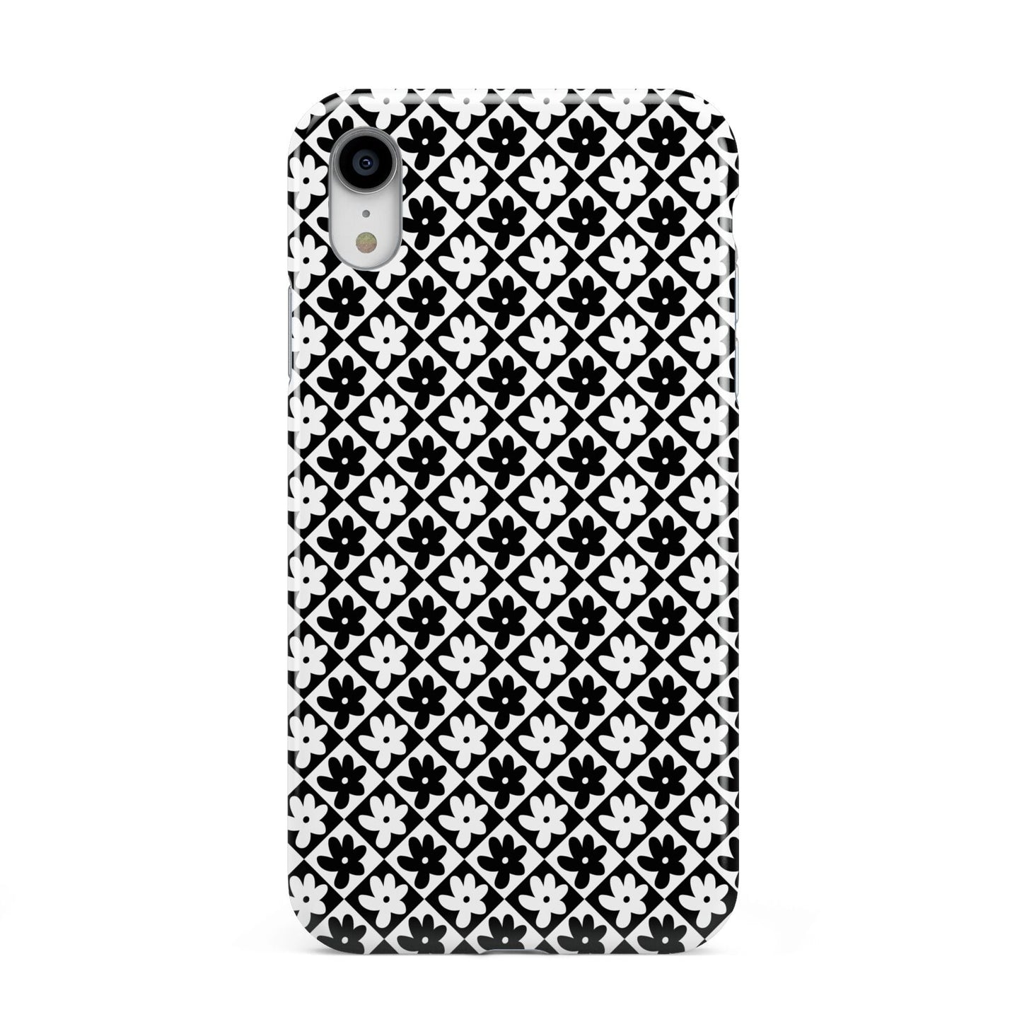 Check Flower Apple iPhone XR White 3D Tough Case