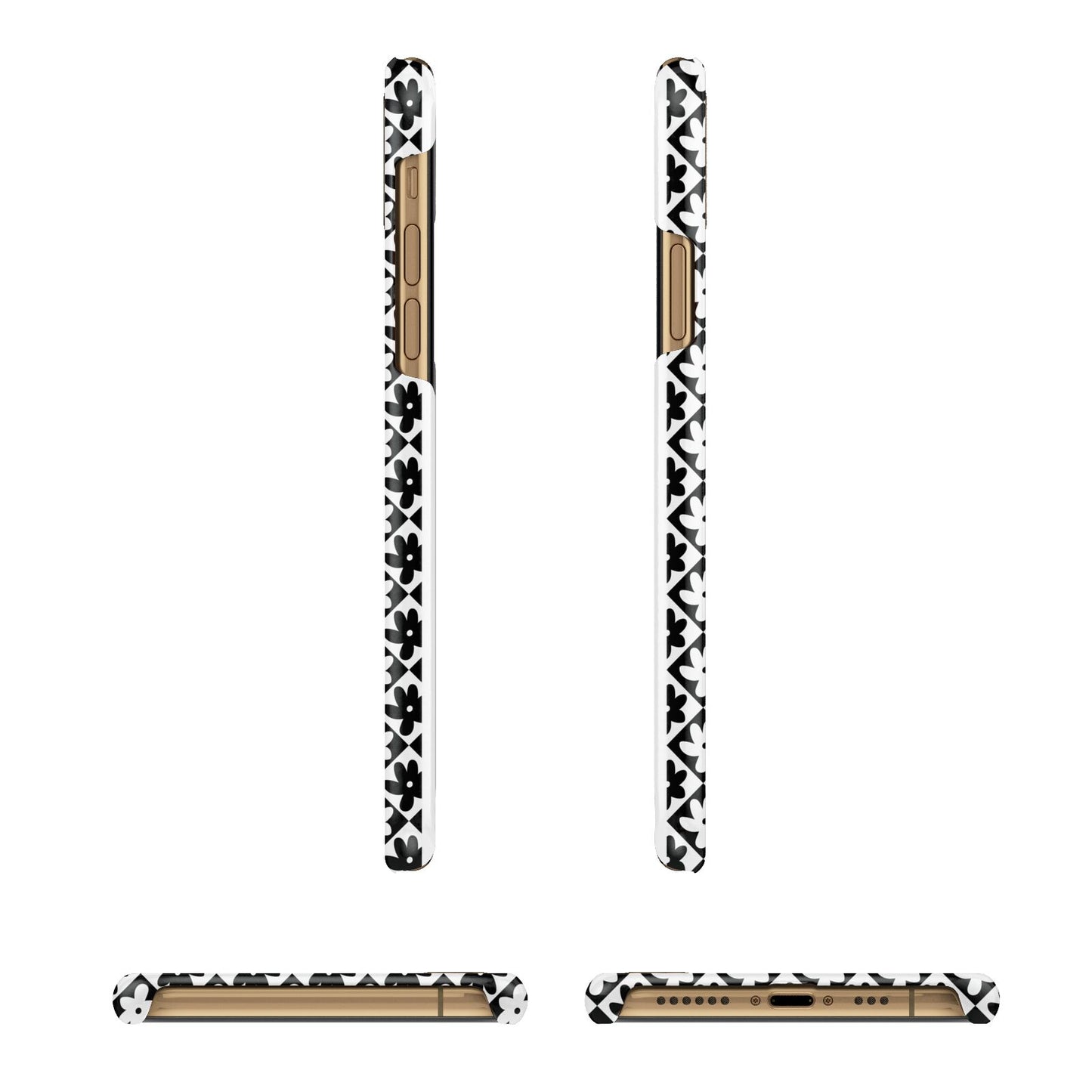 Check Flower Apple iPhone Xs 3D Wrap Snap Case Angled Images