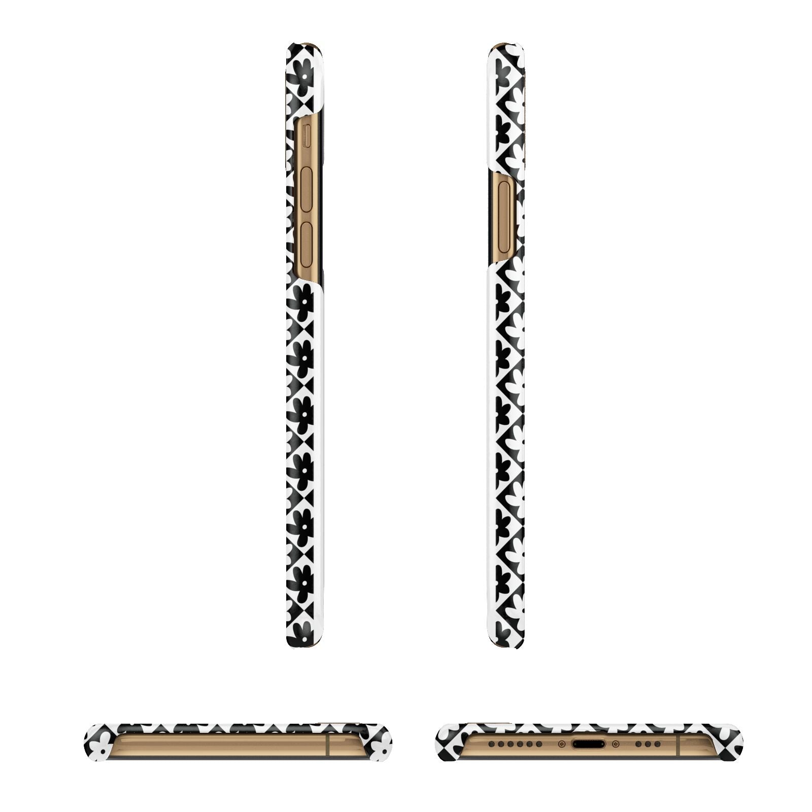 Check Flower Apple iPhone Xs 3D Wrap Snap Case Angled Images