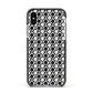 Check Flower Apple iPhone Xs Impact Case Black Edge on Silver Phone