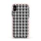 Check Flower Apple iPhone Xs Impact Case Pink Edge on Black Phone