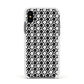 Check Flower Apple iPhone Xs Impact Case White Edge on Black Phone