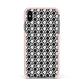 Check Flower Apple iPhone Xs Max Impact Case Pink Edge on Black Phone