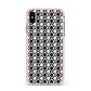 Check Flower Apple iPhone Xs Max Impact Case Pink Edge on Silver Phone