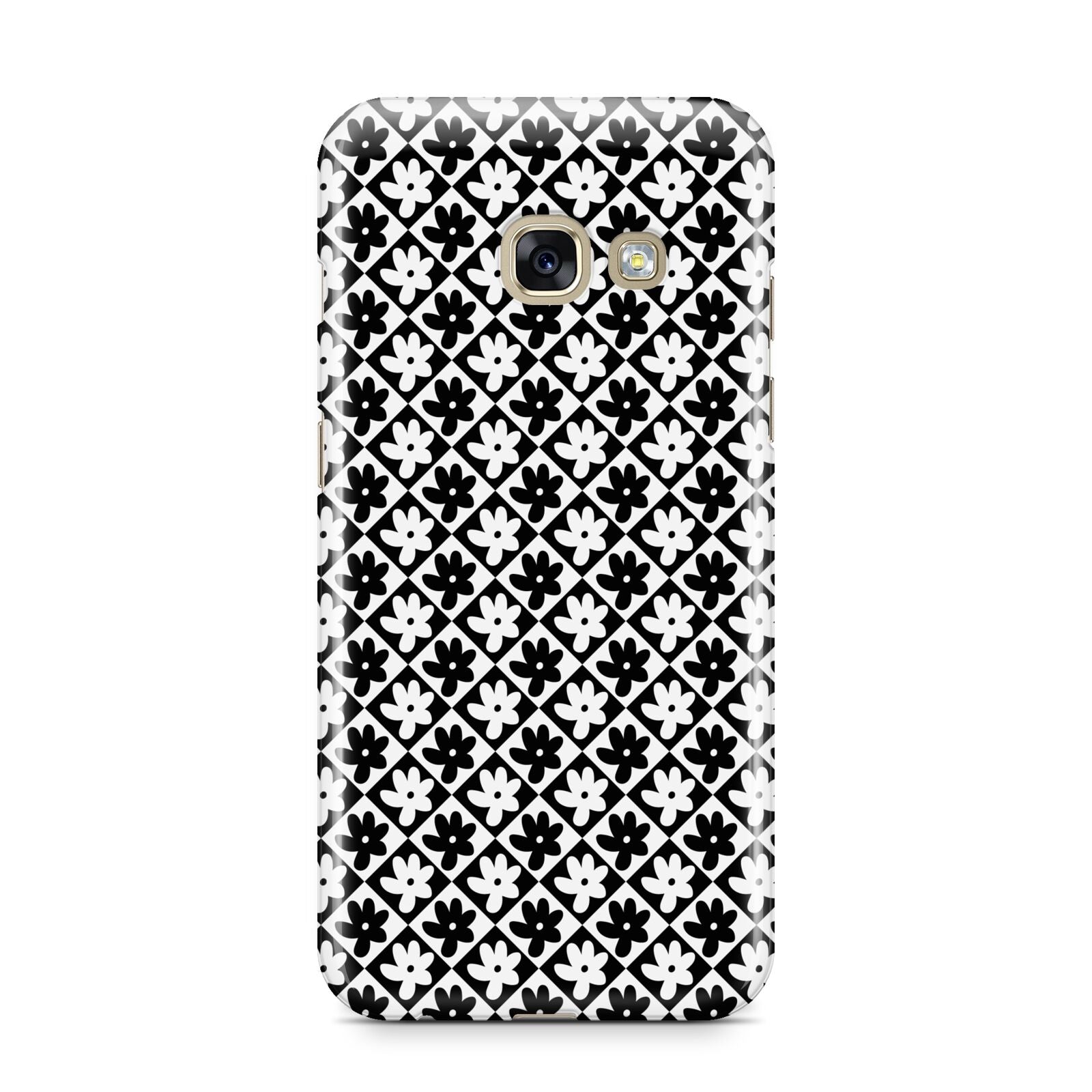 Check Flower Samsung Galaxy A3 2017 Case on gold phone