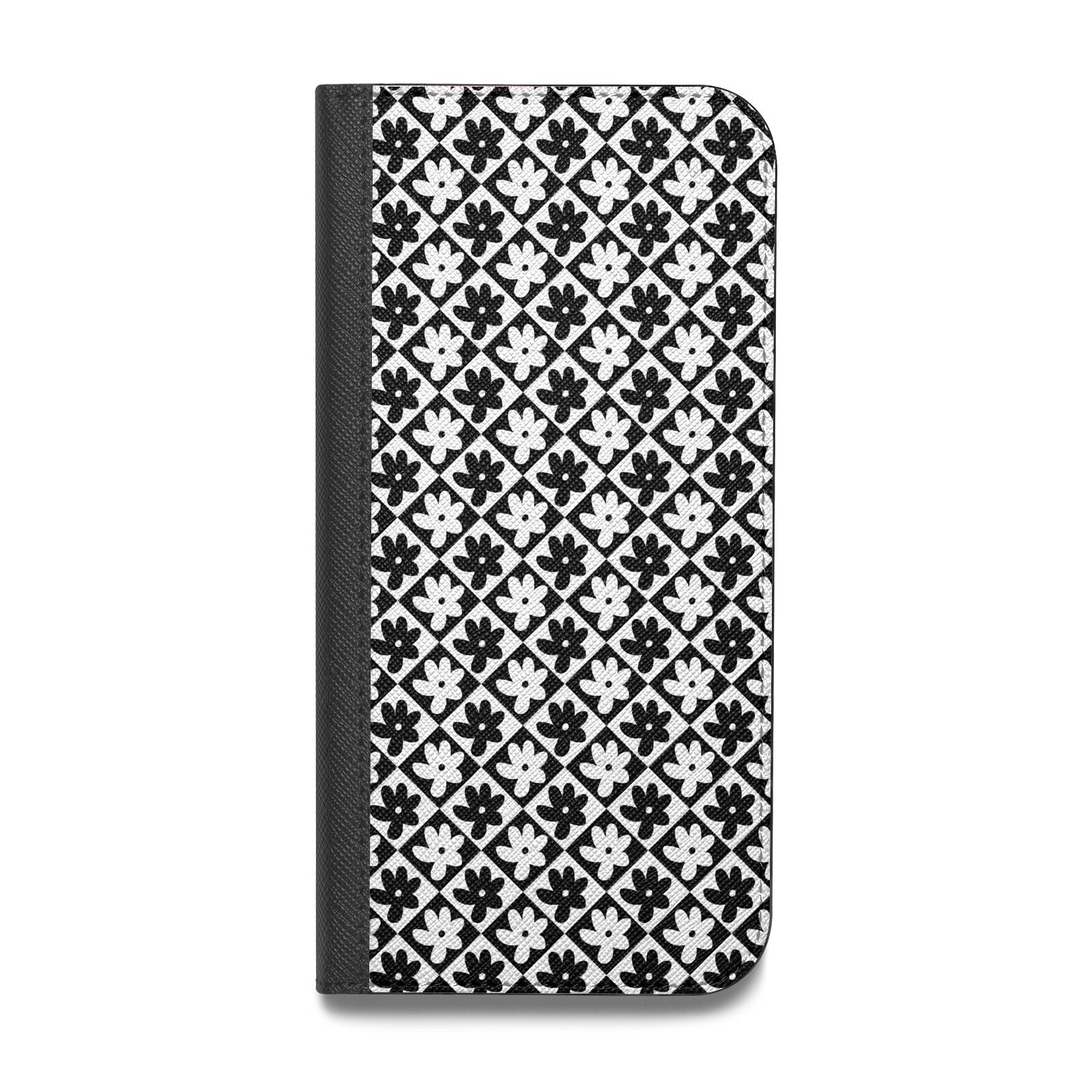 Check Flower Vegan Leather Flip Samsung Case