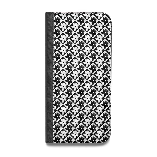Check Flower Vegan Leather Flip iPhone Case