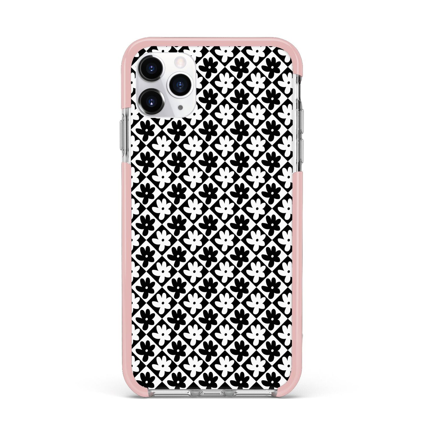 Check Flower iPhone 11 Pro Max Impact Pink Edge Case