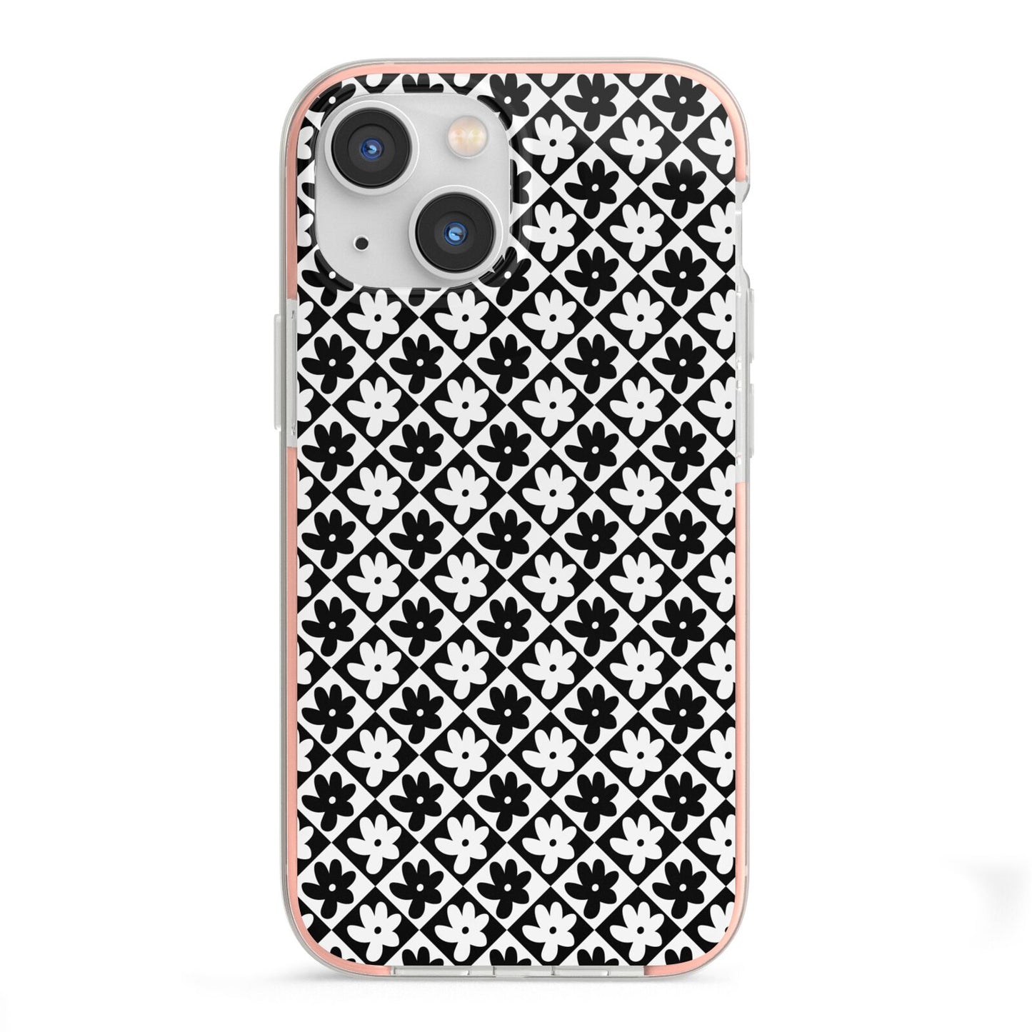 Check Flower iPhone 13 Mini TPU Impact Case with Pink Edges