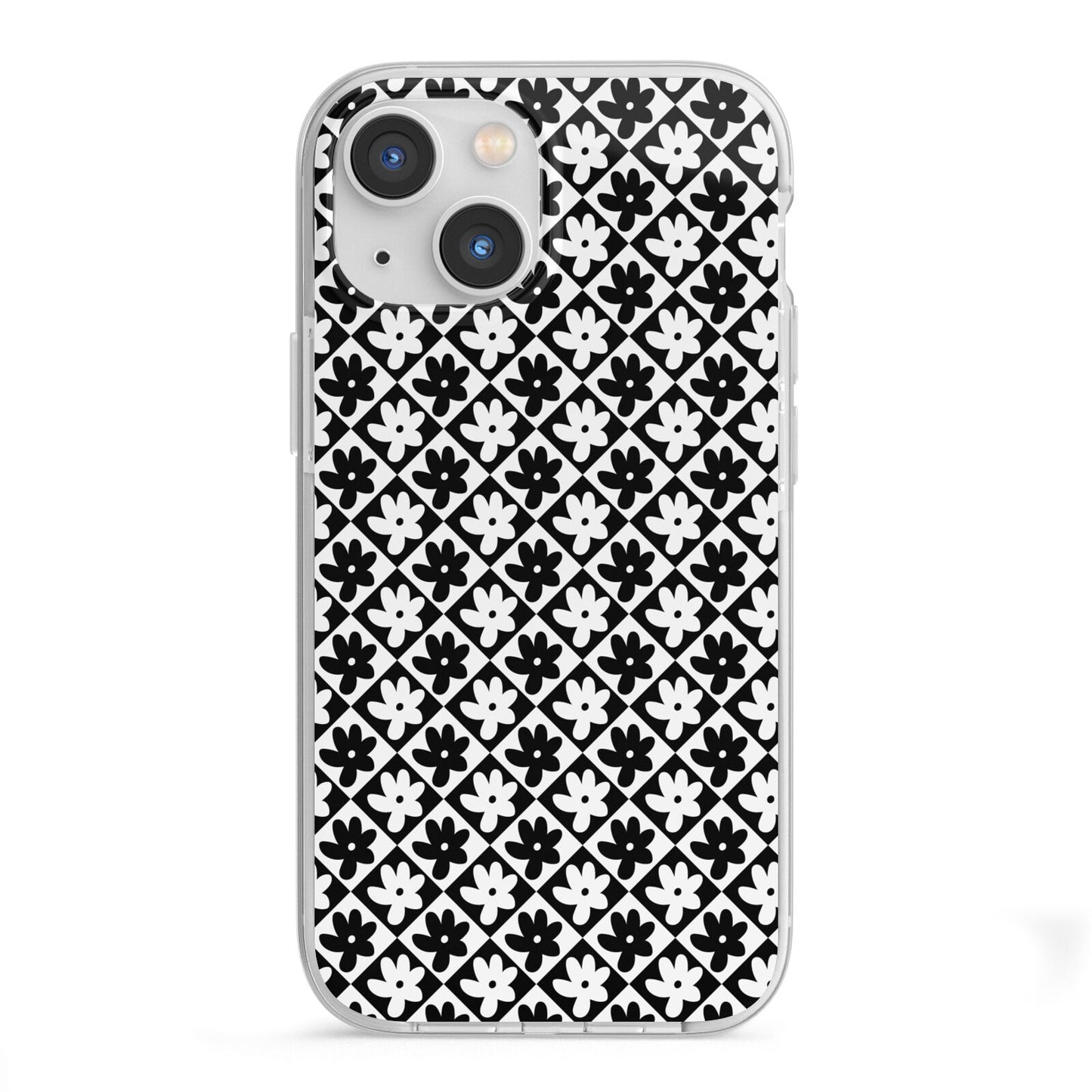Check Flower iPhone 13 Mini TPU Impact Case with White Edges