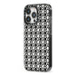 Check Flower iPhone 13 Pro Black Impact Case Side Angle on Silver phone
