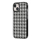 Check Flower iPhone 14 Black Impact Case Side Angle on Silver phone