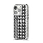 Check Flower iPhone 14 Pro Clear Tough Case Silver Angled Image