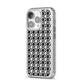 Check Flower iPhone 14 Pro Glitter Tough Case Silver Angled Image