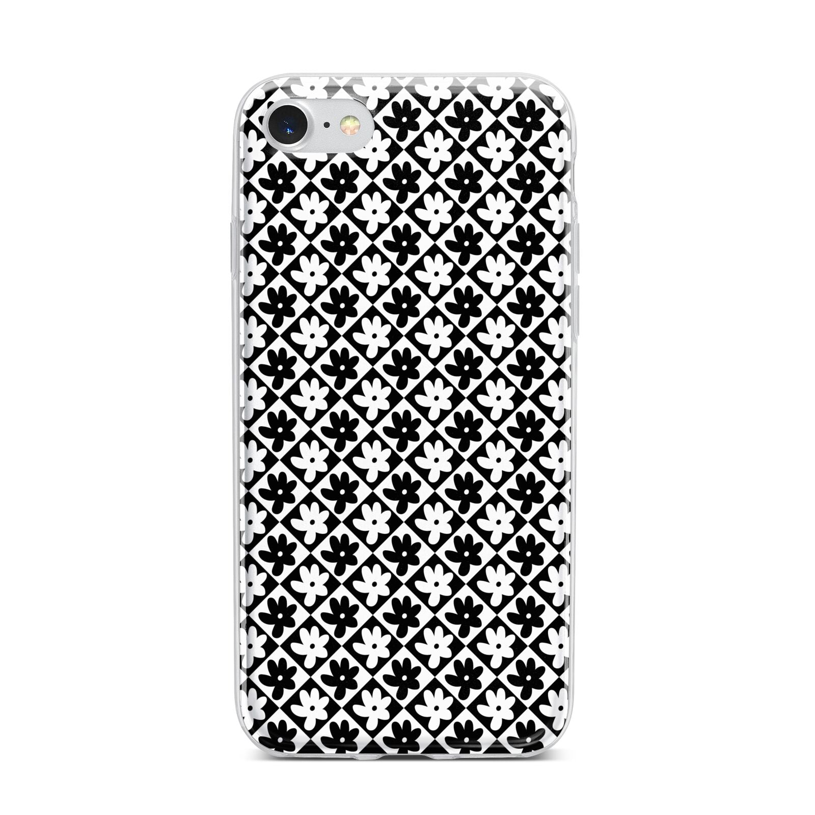 Check Flower iPhone 7 Bumper Case on Silver iPhone