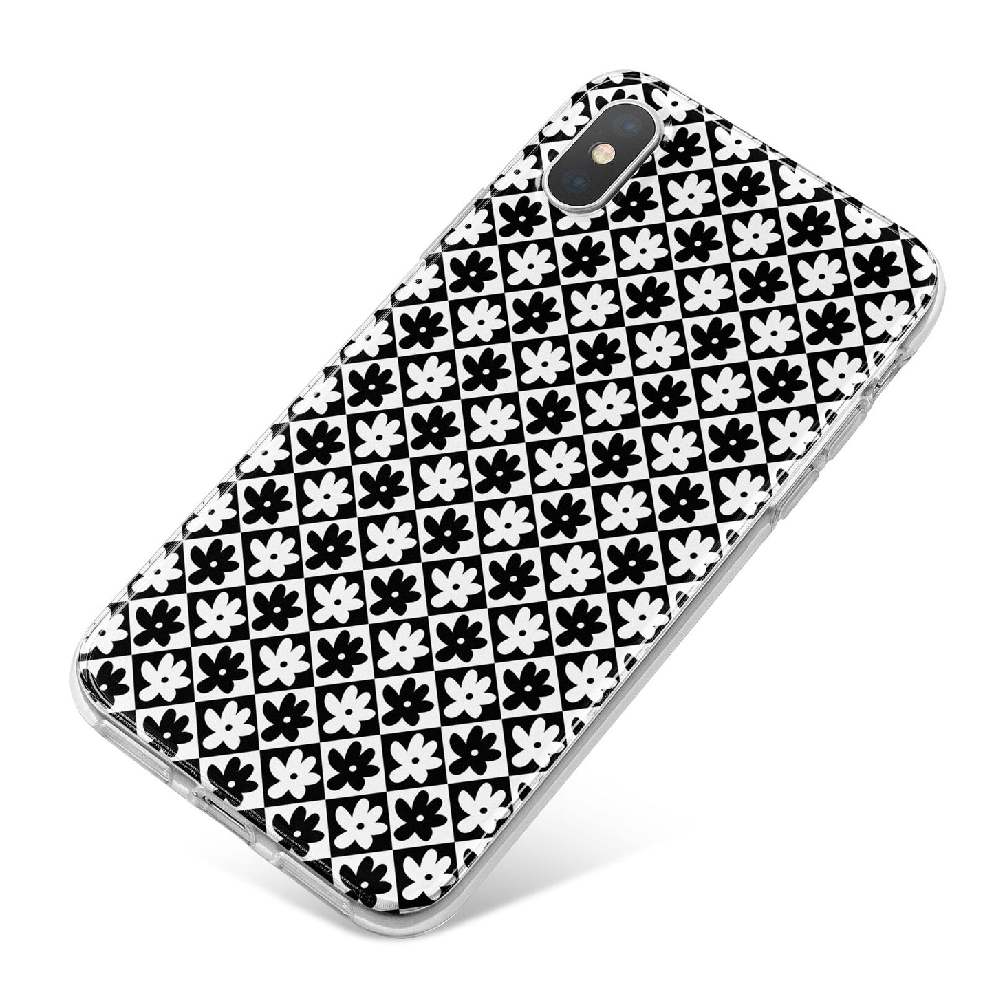 Check Flower iPhone X Bumper Case on Silver iPhone