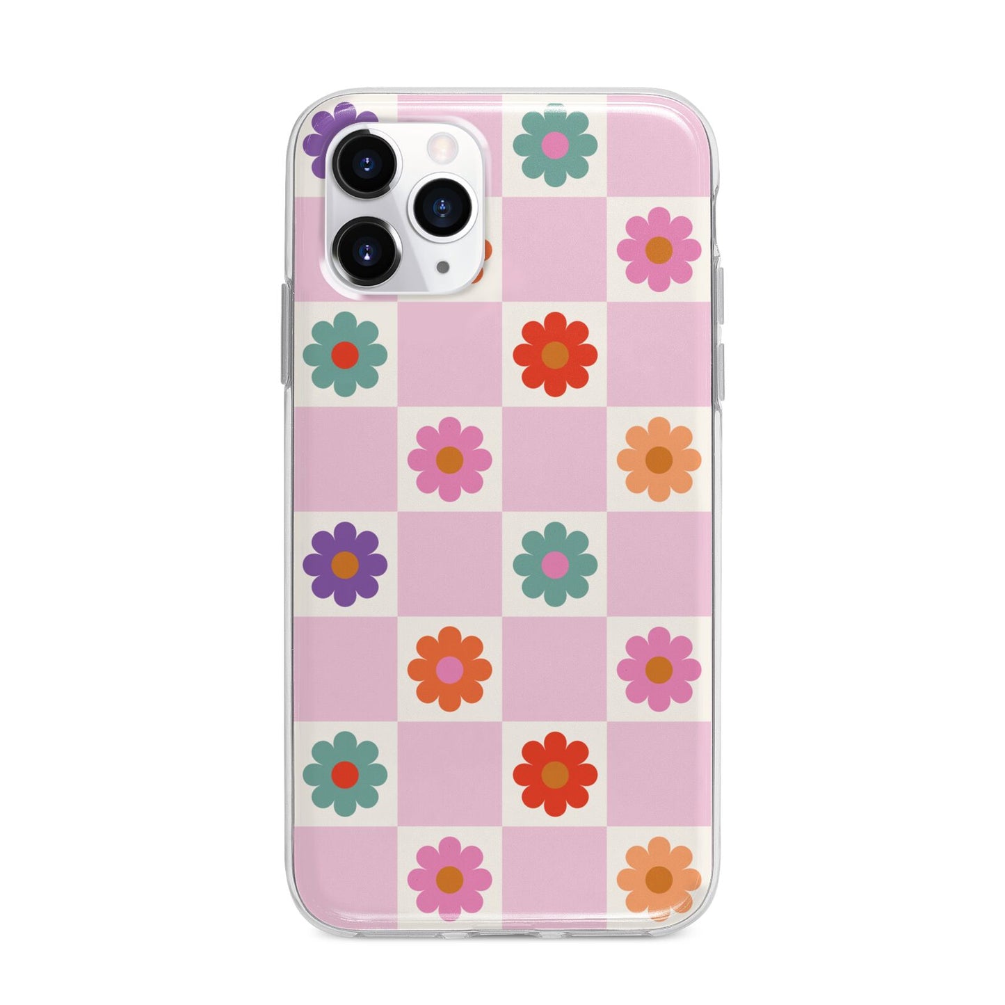 Checked flowers Apple iPhone 11 Pro Max in Silver with Bumper Case
