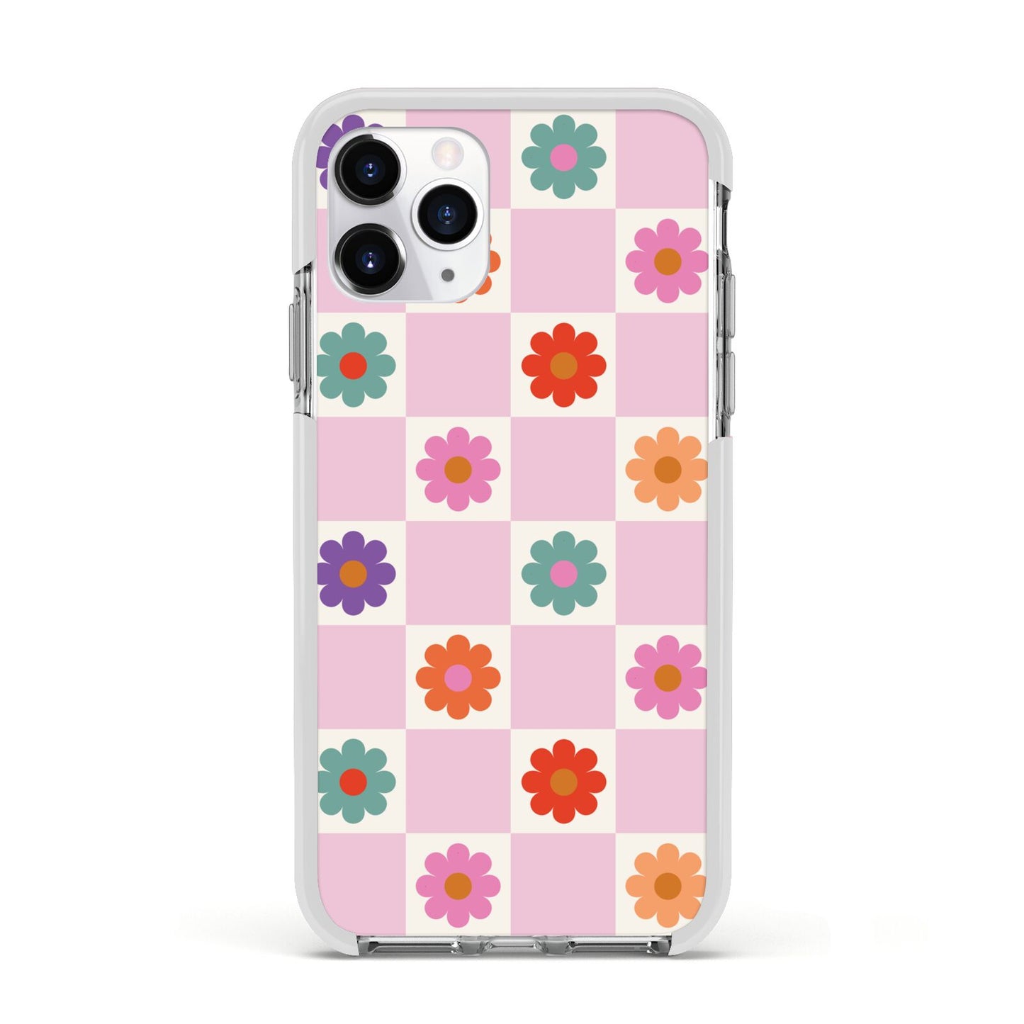 Checked flowers Apple iPhone 11 Pro in Silver with White Impact Case