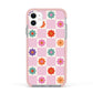 Checked flowers Apple iPhone 11 in White with Pink Impact Case