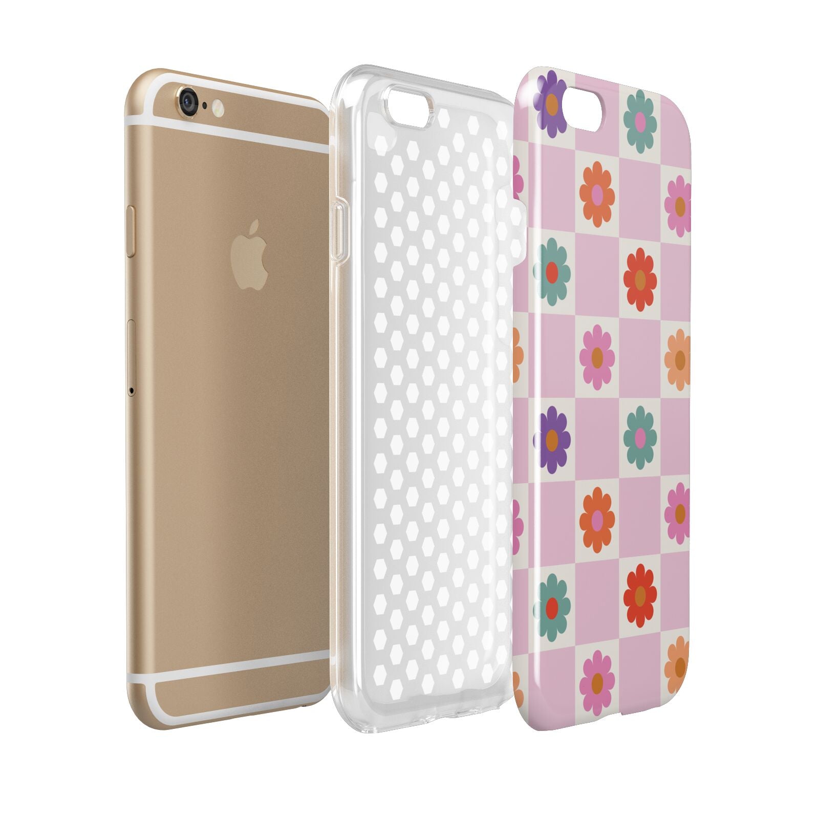 Checked flowers Apple iPhone 6 3D Tough Case Expanded view