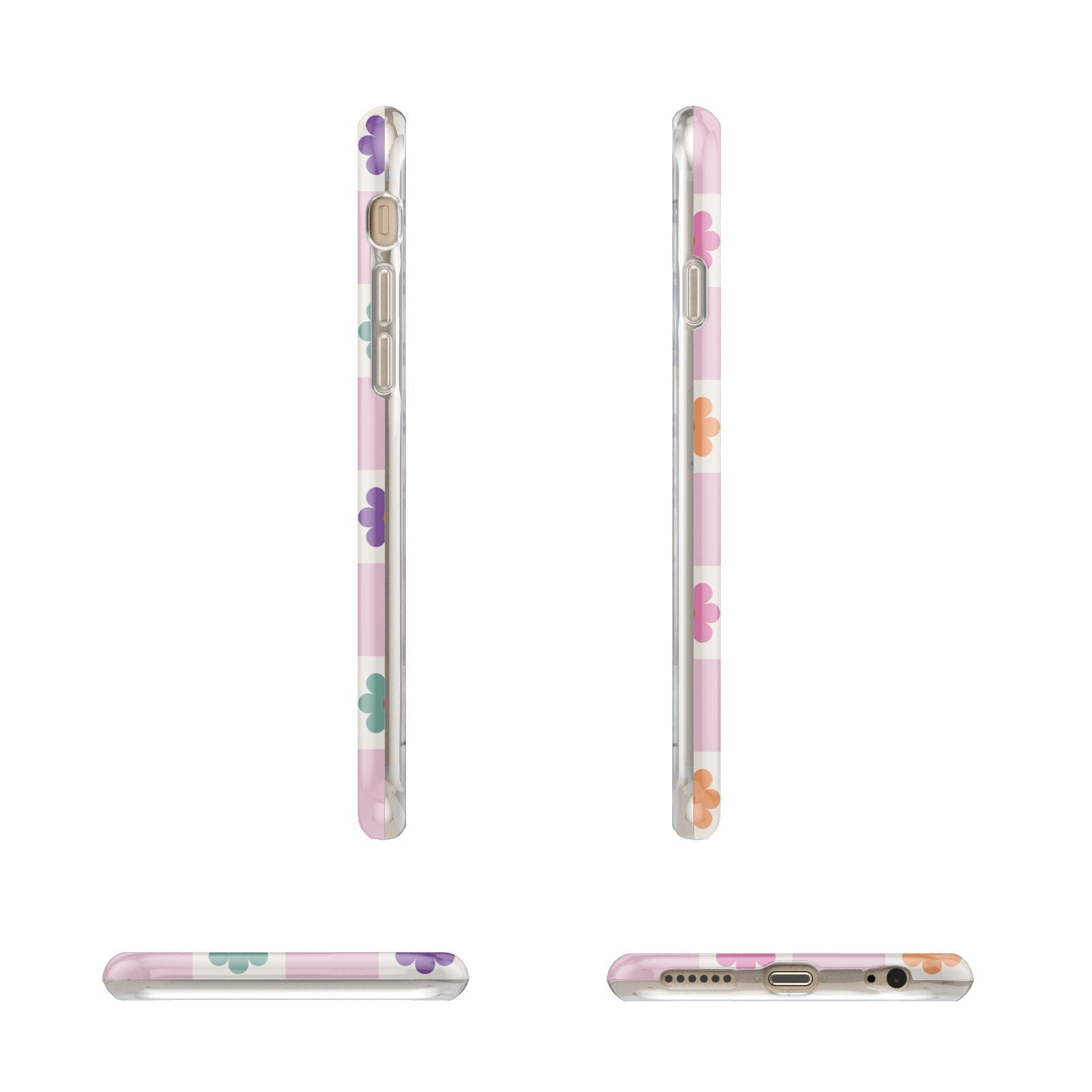 Checked flowers Apple iPhone 6 3D Wrap Tough Case Alternative Image Angles