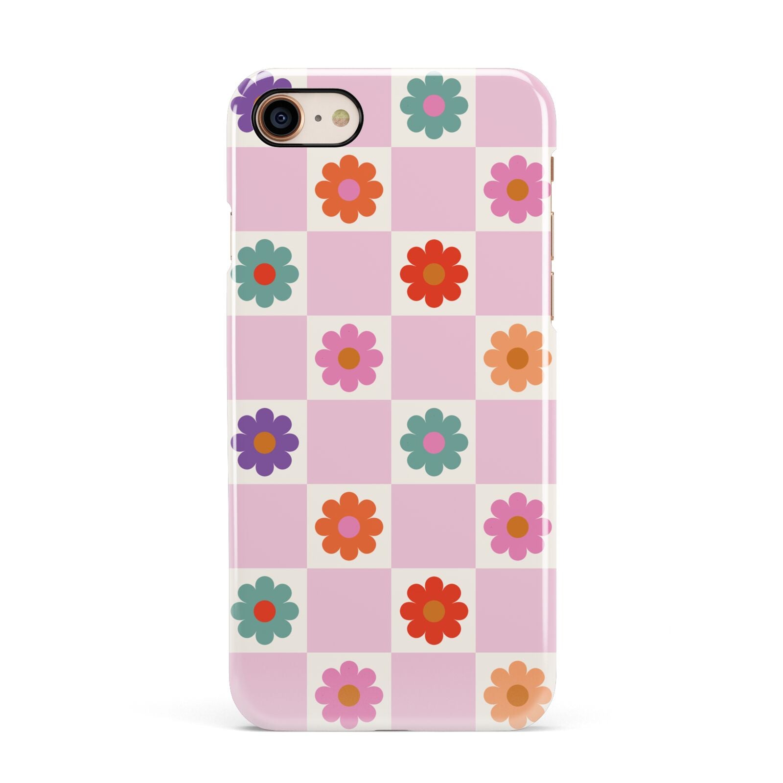Checked flowers Apple iPhone 7 8 3D Snap Case