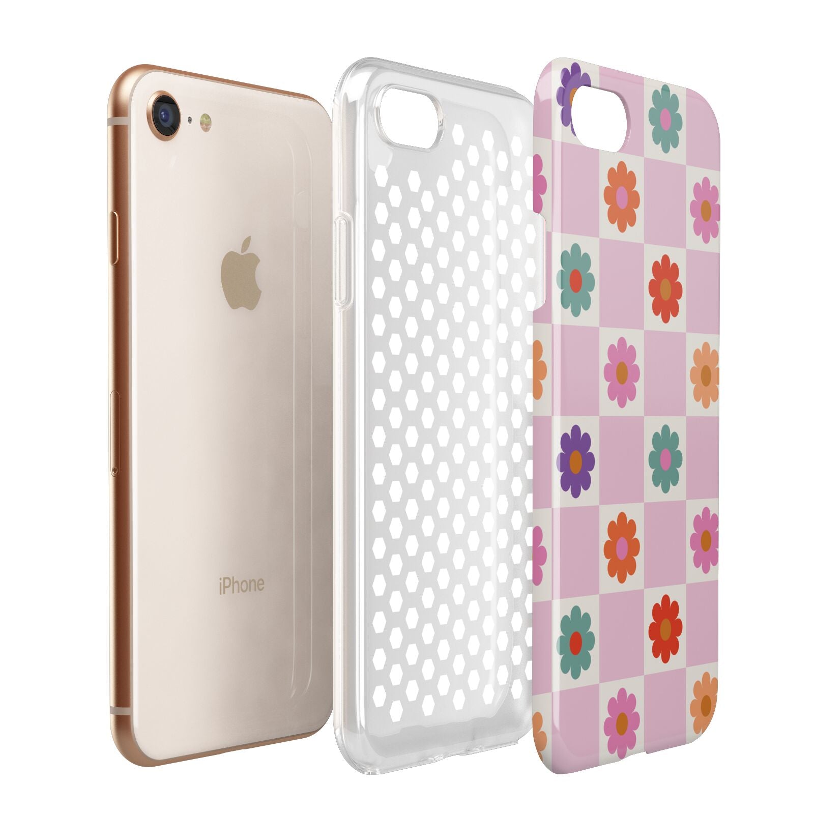 Checked flowers Apple iPhone 7 8 3D Tough Case Expanded View