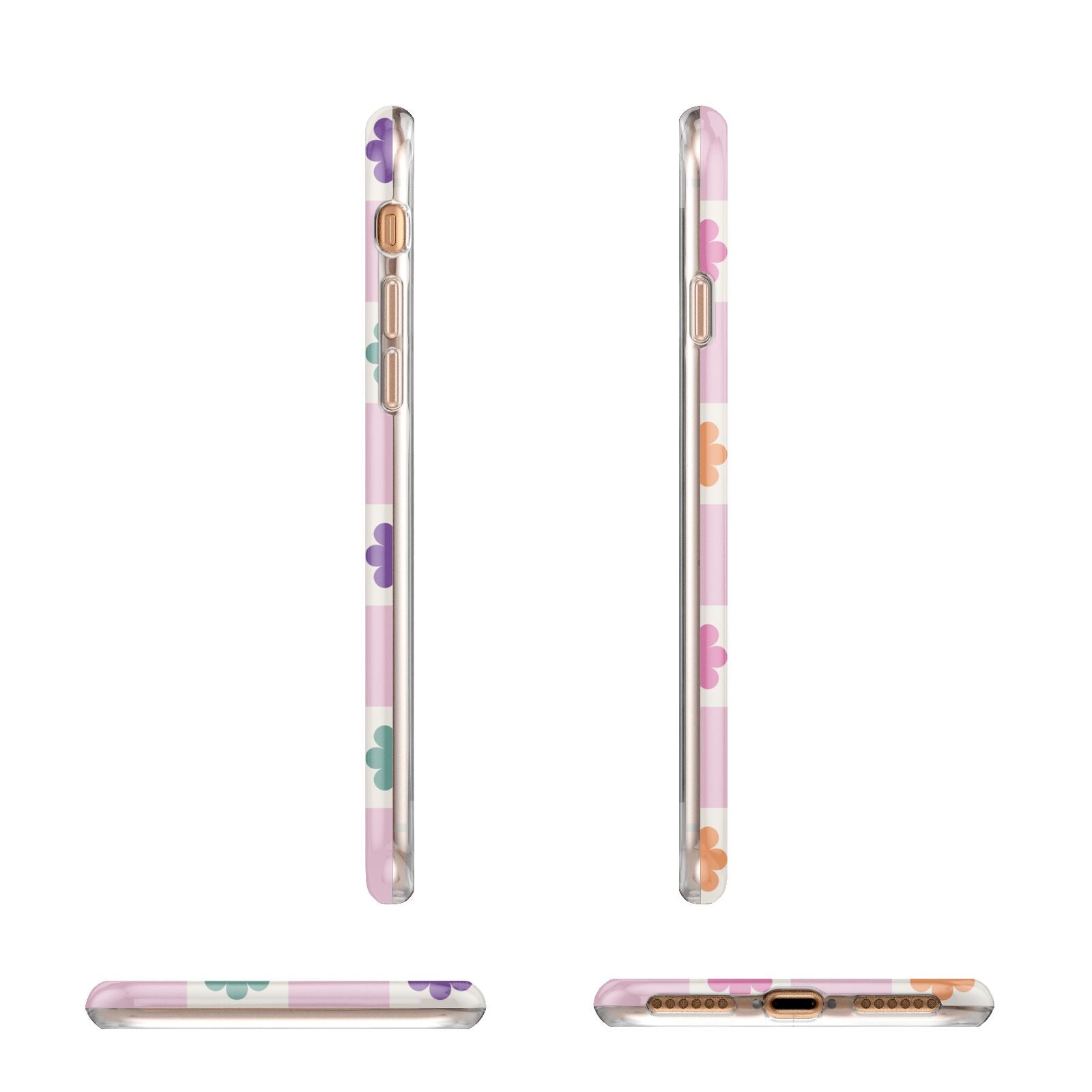 Checked flowers Apple iPhone 7 8 3D Wrap Tough Case Alternative Image Angles