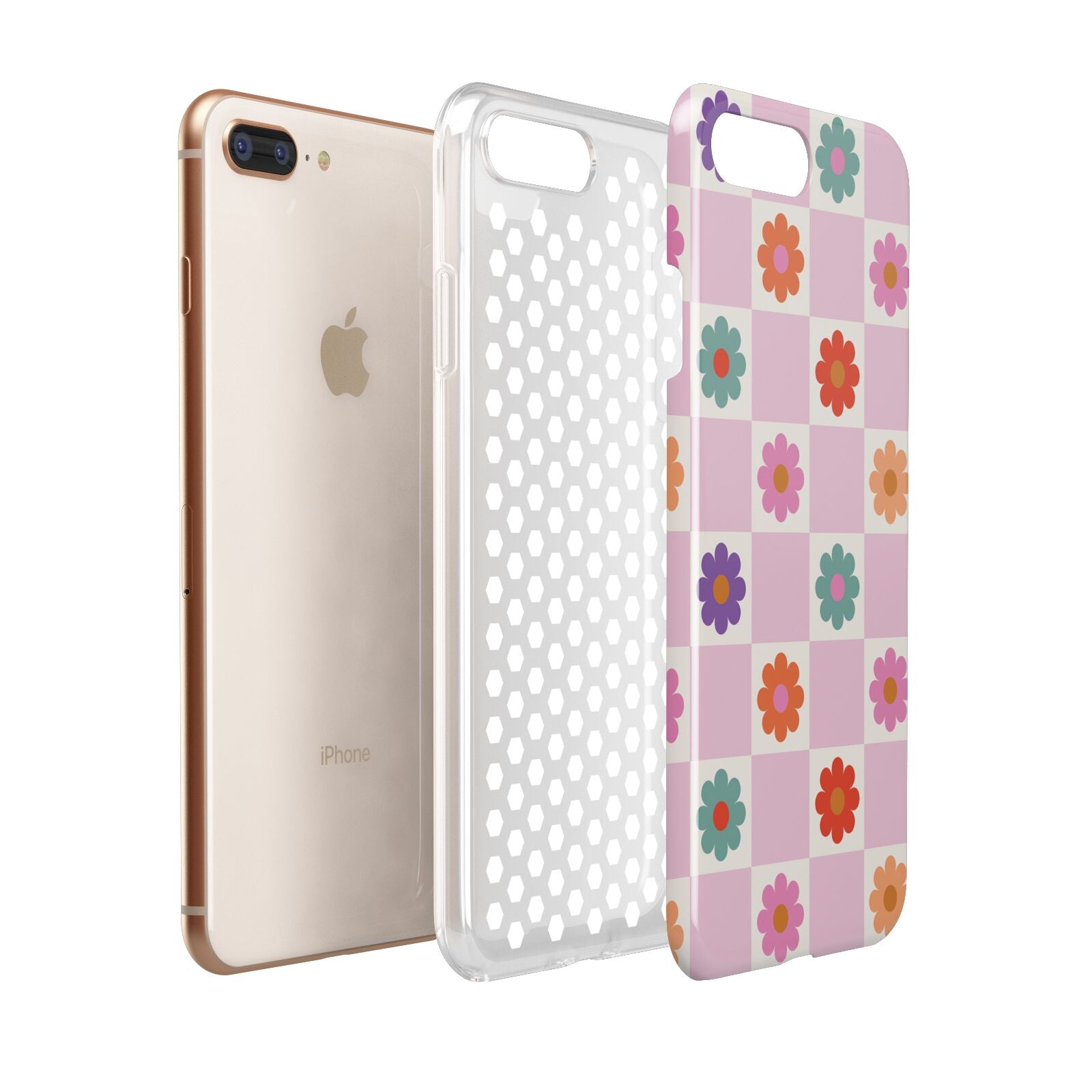 Checked flowers Apple iPhone 7 8 Plus 3D Tough Case Expanded View