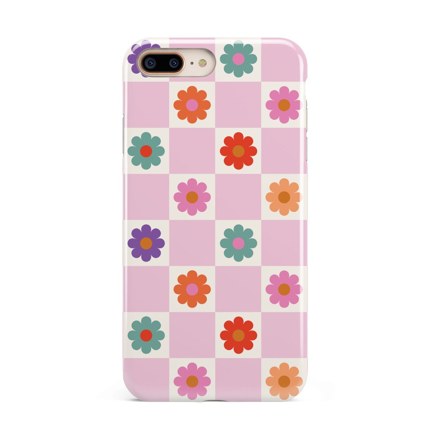 Checked flowers Apple iPhone 7 8 Plus 3D Tough Case