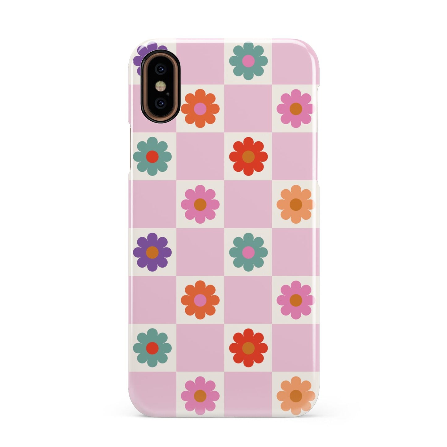 Checked flowers Apple iPhone XS 3D Snap Case