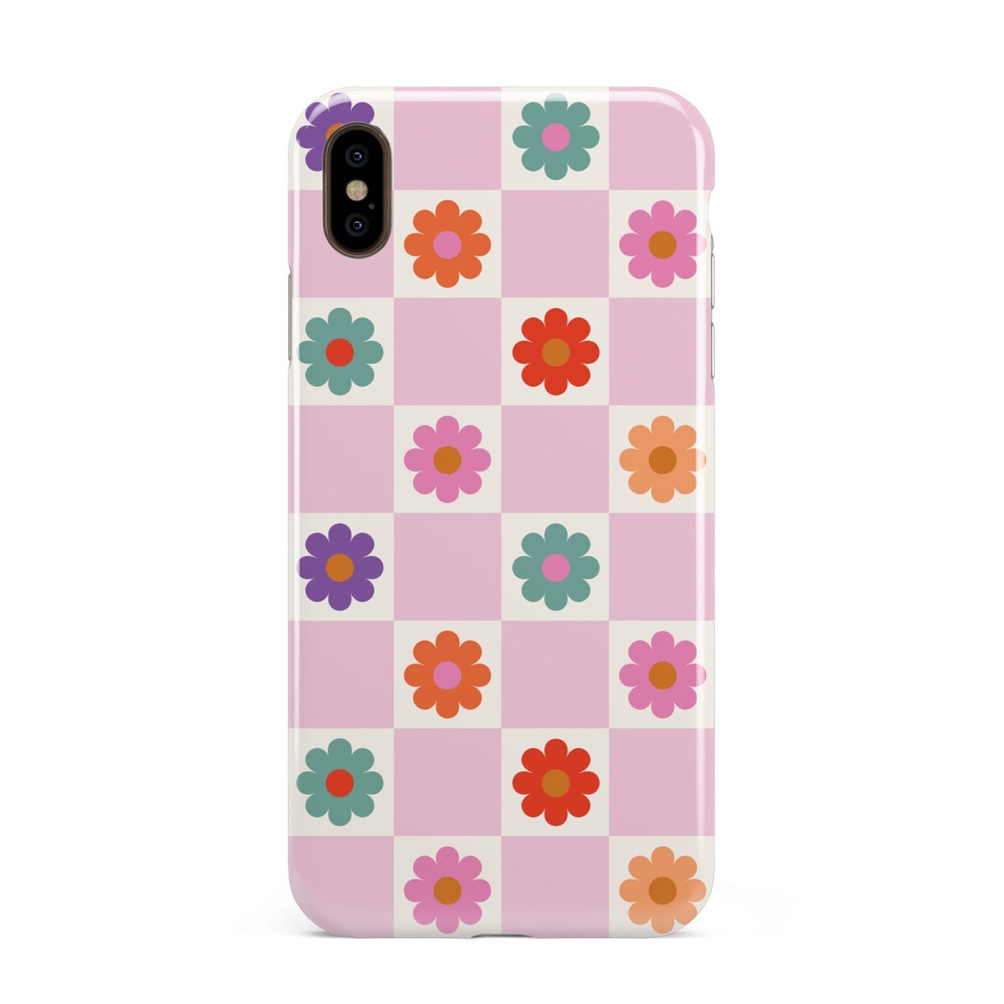 Checked flowers Apple iPhone Xs Max 3D Tough Case